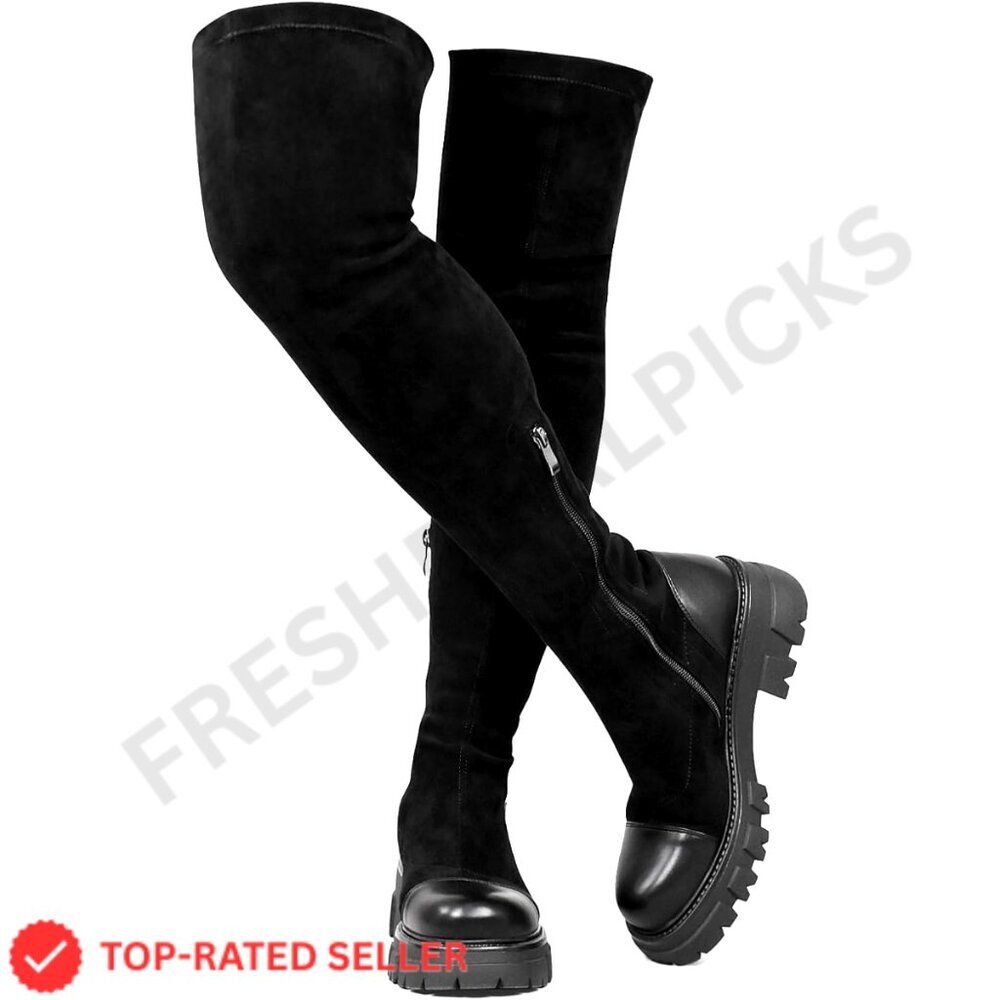 Brand New CouieCuies Boots 6 Black Thigh High